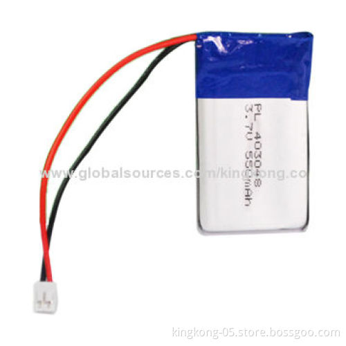 3.7V Lithium Polymer Battery, 550mAh Nominal Capacity